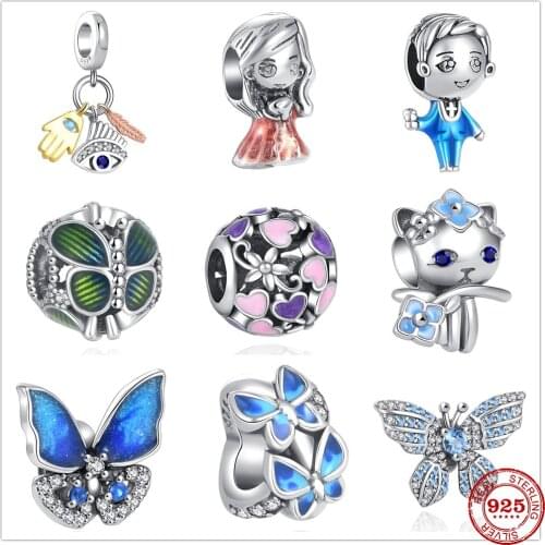 2021 New Butterfly Flower Cat Demon Eye Dance Partner Beads fit Original Pandora Charms Silver 925 Bracelet DIY Women Jewelry