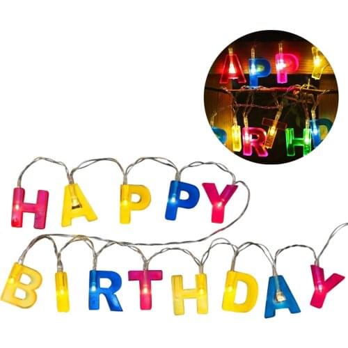 Letter Happy Birthday Decoration String Light 2*AA battery powered LED Garland Holiday Party Lamp Christmas Decorative Festoon