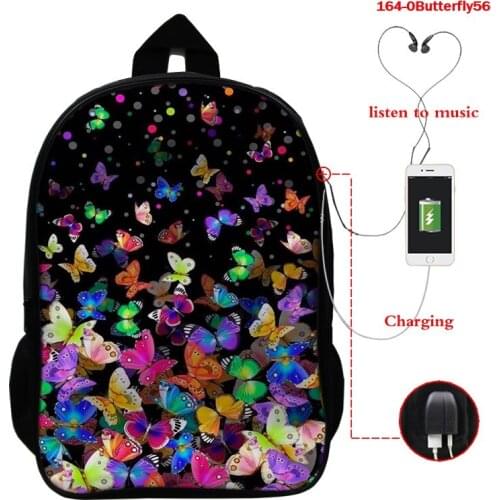 Children School Bags 3D Animals Print Girls High Capacity School Bags Color Butterfly Backpack Women Schoolbag Mochila Escolar