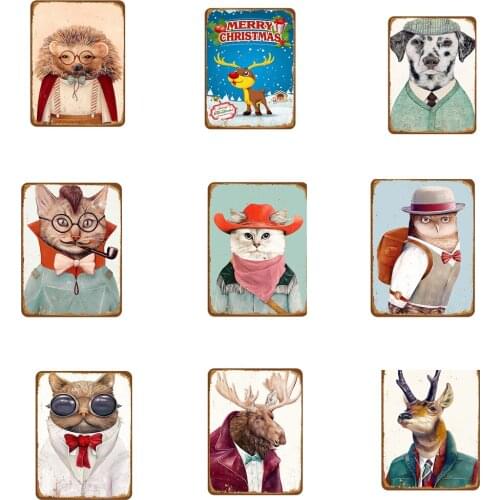 Creative Animal Poultry Shabby Chic Metal Tin Sign Vintage Home Pub Club Retro Metal Wall Painting Art Pet Shop Decoration