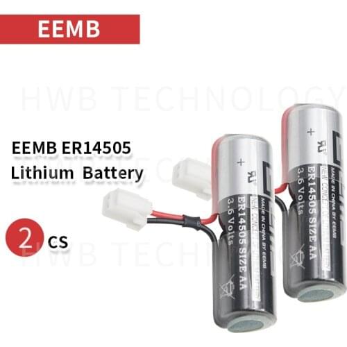 2pcs/lot Brand New EEMB ER14505 AA 3.6V 2400mAh Lithium Battery Batteries with Plug Free Shipping