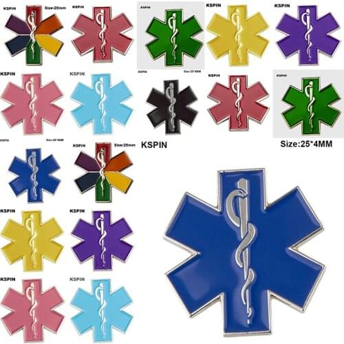 Metal White Snake Star of Life Rescue Medical Brooches Lapel pin Coins Collectibles