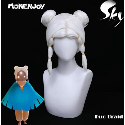 Monenjoy Sky Children of Light Cosplay Wig Season of Prophecy Duo-Braid White Cos Hair