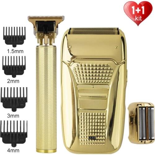 Men Electric Hair Trimmers Set USB Rechargeable Hair Clipper Retro Double Cutter Head Shaver Beard Razor Haircut Machine