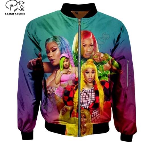 Men 3d winter Bomber Jackets Nicki Minaj USA hip hop rapper Print zipper galaxy Flight Jacket casual unisex Harajuku coat