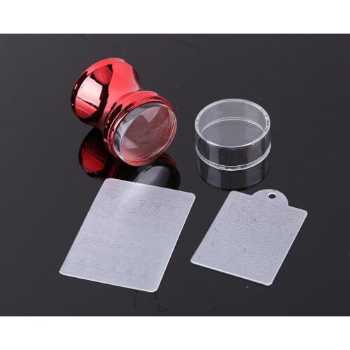 Mirror Nail Art Stamping Kit Silicone Manicure Plate Nail Art Stamper Clear Silicone Jelly Nail Stamper & Scraper Stamp Tool