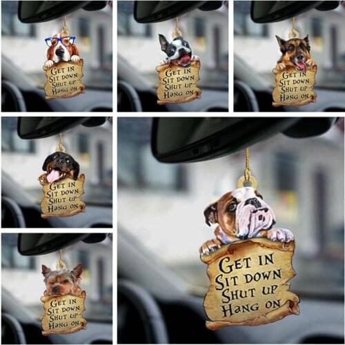 New Cute Dog Car Hanging Ornaments Creative 3D Puppy Dog Acrylic Hang Pendants Decorations for Auto Interior Home Decor Pendant