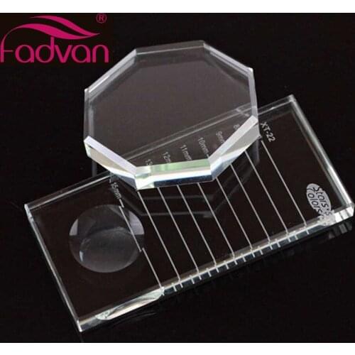 Crystal Glass Eyelash Glue Holder Makeup Lashes Extension Tool Pallet for Lash Rows Pallet Transparent Rectangular/Octagon