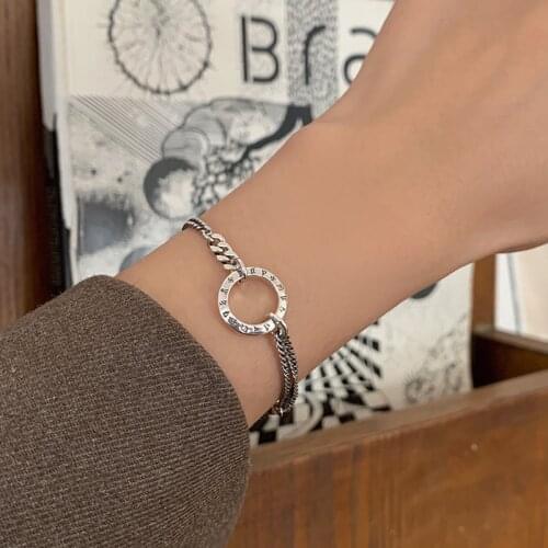 925 Sterling Silver Hollow Circle Bracelet for Women Men Moon Star Thai Silver Bracelet Jewelry Gifts S-B473