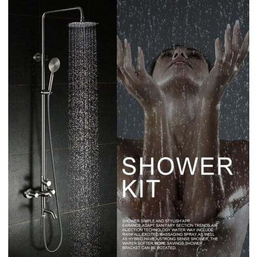 Bathroom Shower Set 304 stainless steel Brass Chrome 8" Wall Mounted Shower Faucet with Shower Head Water Saving Nozzle Aerator