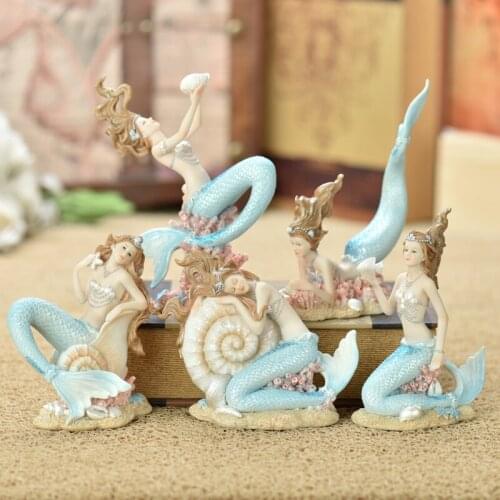 Mediterranean Mermaid Princess Home decor resin Figurines tabletop Crafts fairy garden Creative birthday present Wedding gift