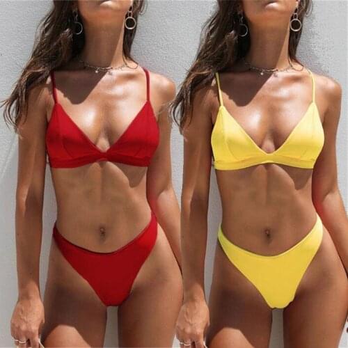 Thong Bikinis 2021 Women Sexy Swimwear Female Swimsuits Solid Bikini set Black Brazilian Biquini Bathing Suit Beachwear