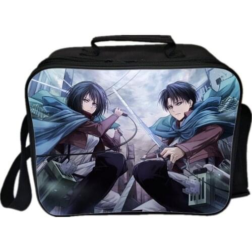Attack On Titan Lunch Bag School Lunch Box Anime Cartoon Print Boys Girls Portable Thermal Food Picnic Bags