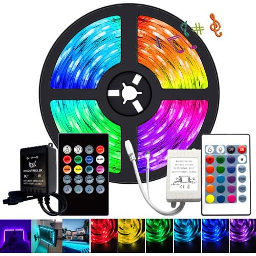 RGB LED Strip Light Tape 5050 2835 12V Night Light Wall Lamp Diode Ribbon Flexible Controller Adapter for TV Backlight Home KTV