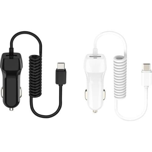 USB Car Smart Phone Charger With Type C Charge Cable for samsung S10 S9 S8 Plus for xiaomi MEIZU Mobile Phone Tablet