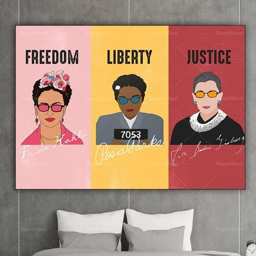 Influential women poster canvases in the world, freedom, freedom and justice, empowered women prints, feminist murals, famous wo