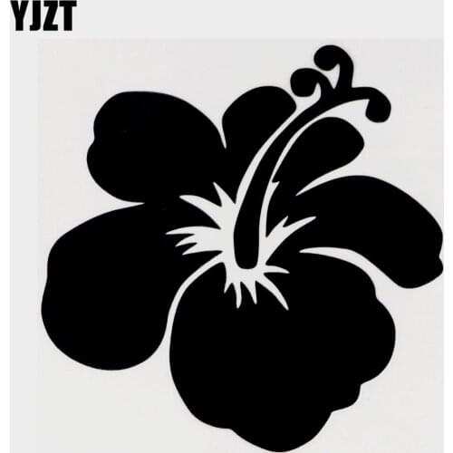 YJZT 13.2CM×13.4CM Fashion Motorcycle Decal Hibiscus Flowers Vinyl Car Sticker 18B-0140