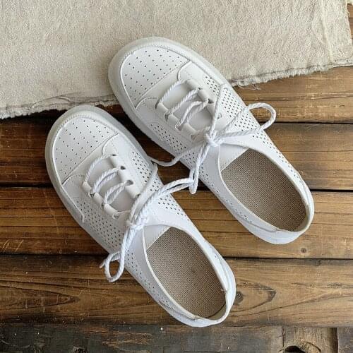 Art Fan 2020 summer all-match lace-up sandals comfortable flat-bottomed small fresh low-top flat-bottomed womens single shoes