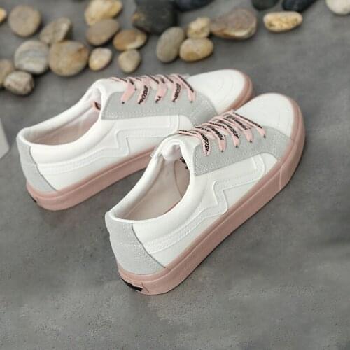 2021 New Women Sneaker Fashion Breathble Vulcanized Shoes Platform Lace Up Casual White Shoes