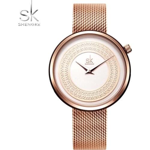 Luxury Women Watches Stainless Steel Mesh Band Quartz Watch Shengke Brand Women Montre Femme SK Ladies Clock Relogio Feminino
