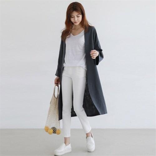 YourSeason 2020 Summer Sweet Ladies Linen Long Sunscreen Cardigan Trench Full Sleeve Women Casual Loose Coats