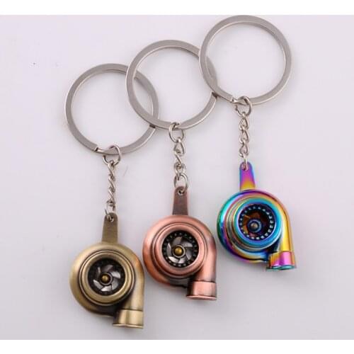 1Pc Mini Turbo Turbocharger Keychain Spinning Turbine Key Chain Ring Keyring Keyfob Car Keyring Car Interior Accessories