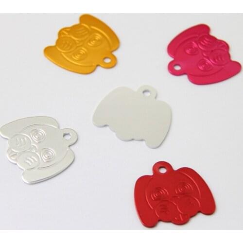 100 pcs/lot Aluminium Dog Face Tags for Pets Personalised for Dog, Cat, Pet, Puppy Kitten Collar Tag