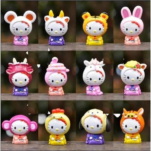 12pcs/set Cartoon Disney Cat Toy Action Figure PVC Original Disney Animal Toys For Girl Gift 3.5-4.5cm Figures Model