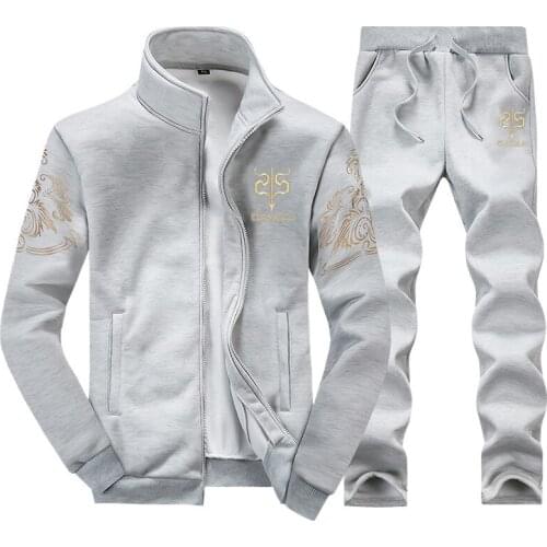 2019 Mens Men Casual Active Suit Zipper Outwear Sportwear Suit Sweatshirt Tracksuit Without Hoodie 2PC Jacket+Pants Sets