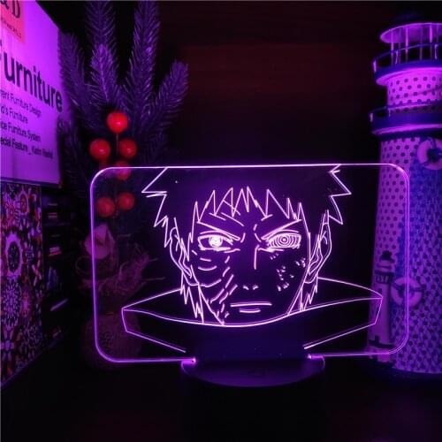 Nartuo Uchiha Obito 3D Lamp Anime LED Night Light Naruto Shippuden Bedroom Decor Kids Lampe Home Decoration Lampara Manga Gifts