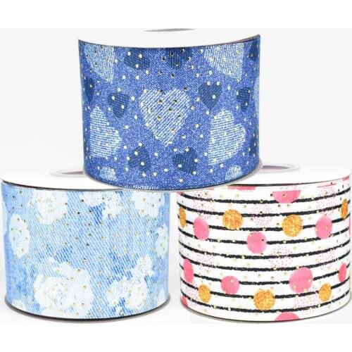 50yards 75mm Gold Foil Polka Dots dot Grosgrain Ribbon For DIY Accessories Welcome Custom printed