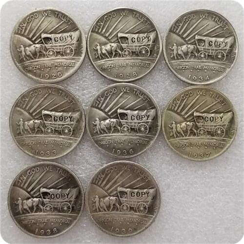 Antique silver USA 1926-1939 Oregon Trail Memorial HALF DOLLAR COPY COINS