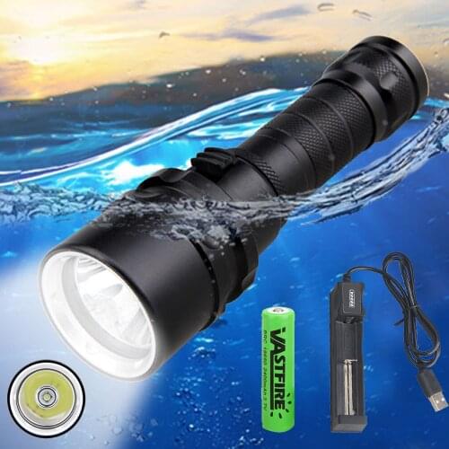 2500LM XM-L T6 Diving Scuba Flashlight Underwater 100M Waterproof Portable Rechargeable diver Lantern Torch+18650+USB Charger