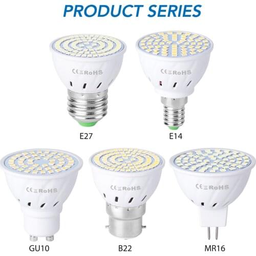GU10 LED Bulb MR16 Spotlight E27 Halogen Lamp E14 Corn Light B22 Lamp Bulb 220V Bombilla Candle Ampoule Home Closet Bedroom 2835