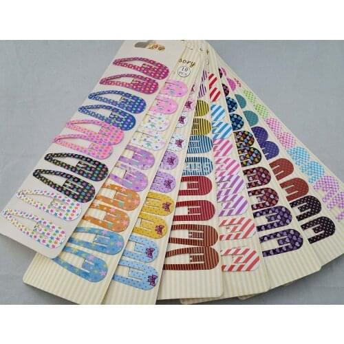 HJ0009 (10pcs/card) 4 cards girls hair clips 68mm&2.7" printed Iron hairpins for hair women hair accessory