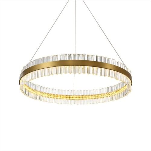 China Factory Hot Sale Crystal Parts Circle Design Lighting Led Driver Pendant Lamp with Chrome Finish Stainless Round Base