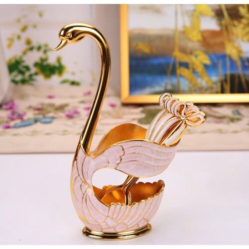 Coffee spoon fruit spoon fork set household ornaments fashion fruit cute swan dessert spoon tableware