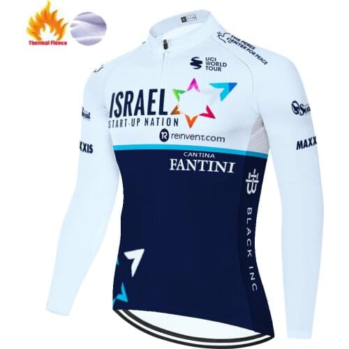 2021 team ISRAEL cycling jersey winter long sleeve Winter Thermal Fleece Bicycle Warm Moutain maillot invierno Bike jersey