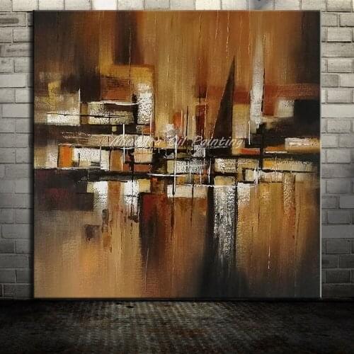 Mintura Hand Painted Landscape Oil Painting on Canvas Modern Abstract Tree Pictures Wall Art For Living Room Home Decoration