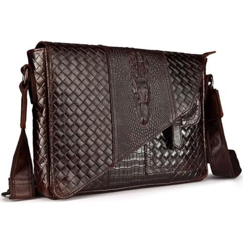 Fashion Wax oil Cowhide Women Messenger Shoulder Bag High Quality Crocodile pattern Vintage Business Leather Bag
