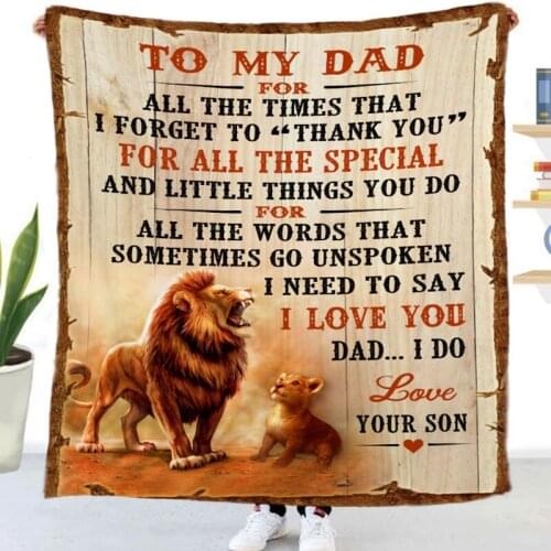 Cartoon Lion Blanket To My Daughter Wife Son Dad Letter Blanket Sherpa/ Flannel Fleece Warm Soft Bed Couch Nap Throw Blanket
