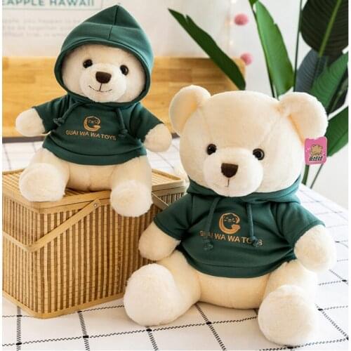 High Quality 3 Colors Teddy Bear With Hoodies Stuffed Animals Plush Toys Doll Pillow Kids Lovers Birthday Baby Gifts