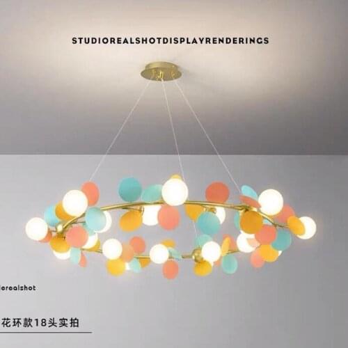 Nordic style art multicolor wreath living room led chandelier creative atmosphere diningroom master bedroom bar hanging lamps