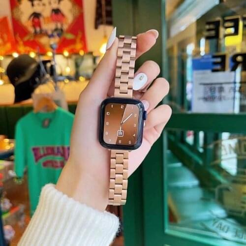 Luxury women Slim watch band for apple watch 38mm 42mm 40mm 44mm strap fashion Thin loop for iwatch 6 se 5 4 3 2 girl bracelet