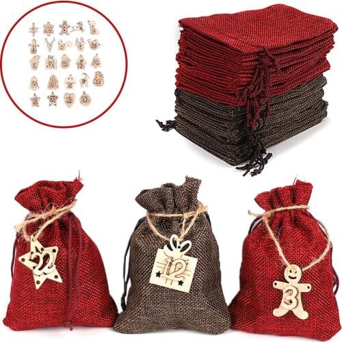 2022 Advent Calendar Christmas Calendar Gift Bag Christmas Hanging Pendant Drawstring Gift Bag Christmas New Year Decor