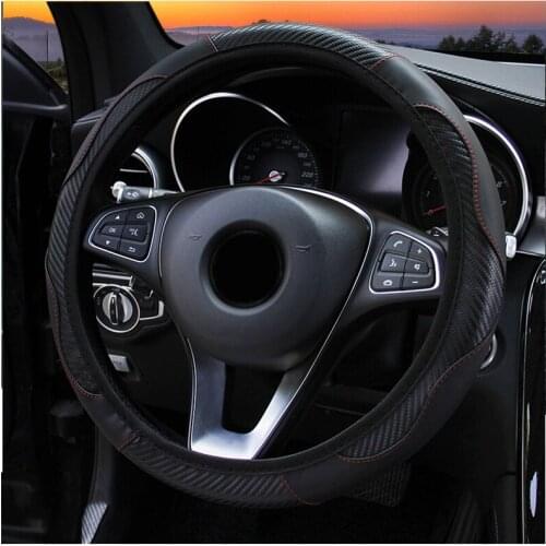Universal Car Steering Wheel Cover Skidproof Auto Steering Wheel Cover Anti-Slip Embossing PU Leather Car-styling 37-38cm
