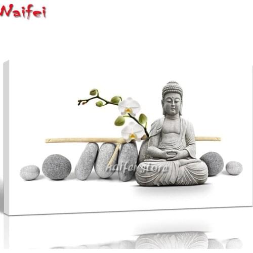 DIY Needlework Diamond Embroidery White Verbena art & Buddha Statue Diamond Painting Handmade Gift Mosaic 5D Home Decor