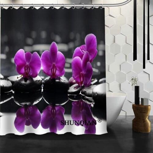 Flower And Stone Shower Curtains Polyester Bathroom Waterproof Bath Curtain Size 150X180cm165X200cm180X200cm