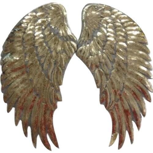 Iron on patches for clothing T shirt Women 33cm Wings Sequined Sequins T-shirt Womens Fashion Tops Shirt Girls Patch Clothes