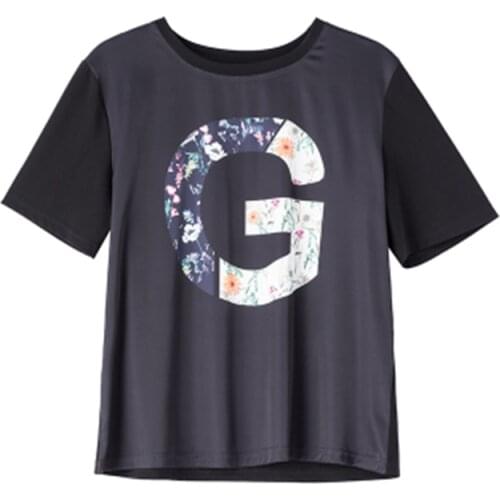 2021 Summer T Shirts Print Tops Women T-Shirt Cotton Tshirt Vintage Silk Black Short Sleeve Vetement Femme Korean Clothes